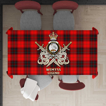 Wemyss Tartan Tablecloth with Clan Crest and the Golden Sword of Courageous Legacy