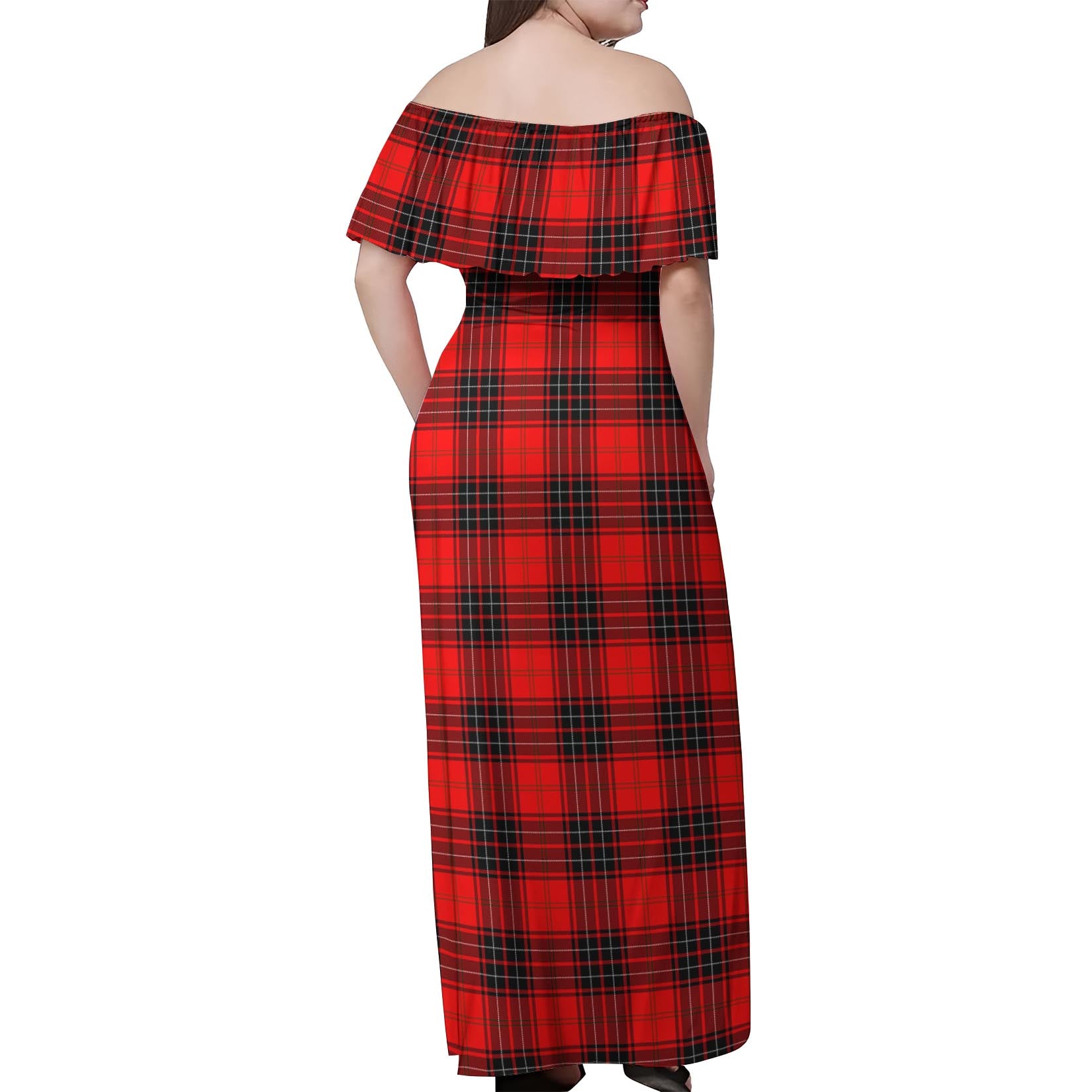 Wemyss Modern Tartan Off Shoulder Long Dress - Tartanvibesclothing