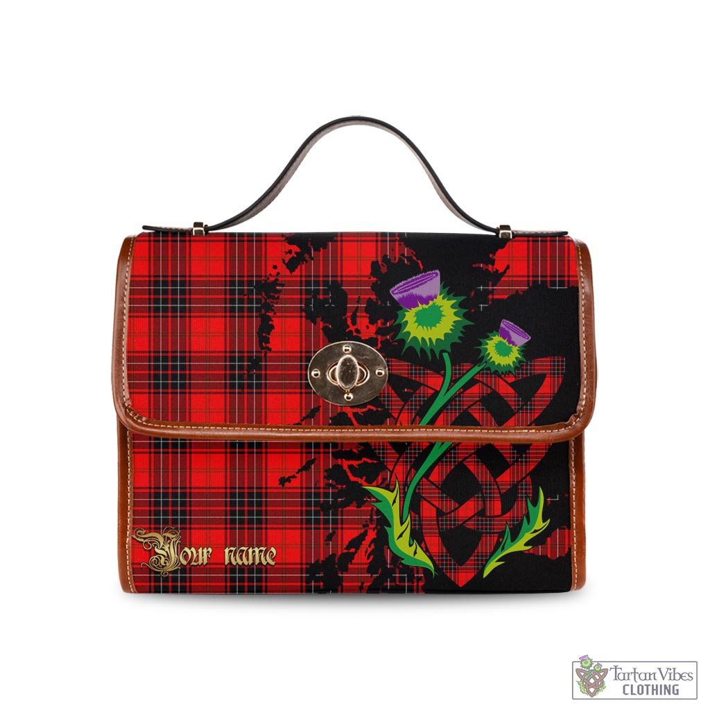 Tartan Vibes Clothing Wemyss Modern Tartan Waterproof Canvas Bag with Scotland Map and Thistle Celtic Accents