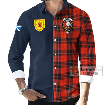 Wemyss Tartan Long Sleeve Button Shirt Alba with Scottish Lion Royal Arm Half Style