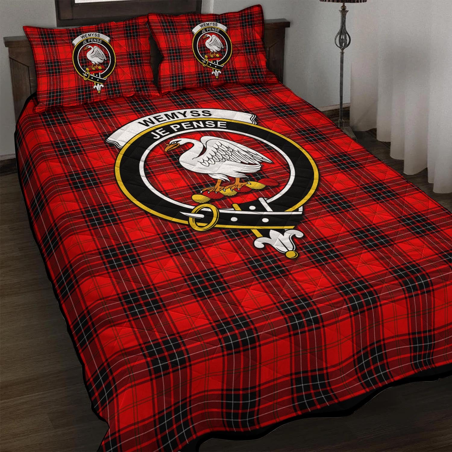 Wemyss Tartan Quilt Bed Set with Family Crest - Tartan Vibes Clothing