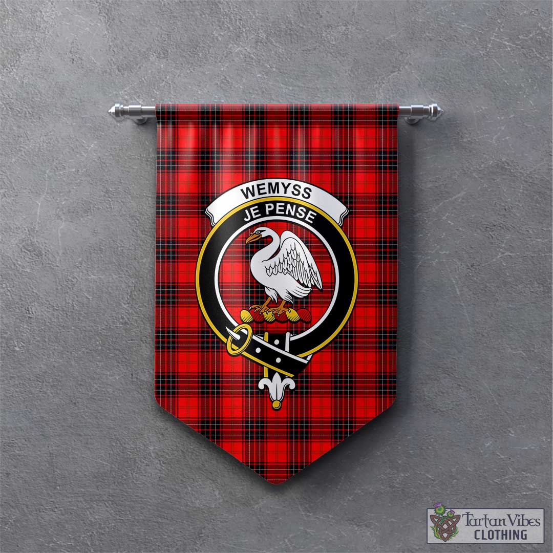 Tartan Vibes Clothing Wemyss Modern Tartan Gonfalon, Tartan Banner with Family Crest