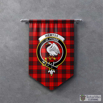 Wemyss Tartan Gonfalon, Tartan Banner with Family Crest