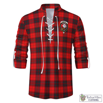 Wemyss Tartan Men's Scottish Traditional Jacobite Ghillie Kilt Shirt with Family Crest