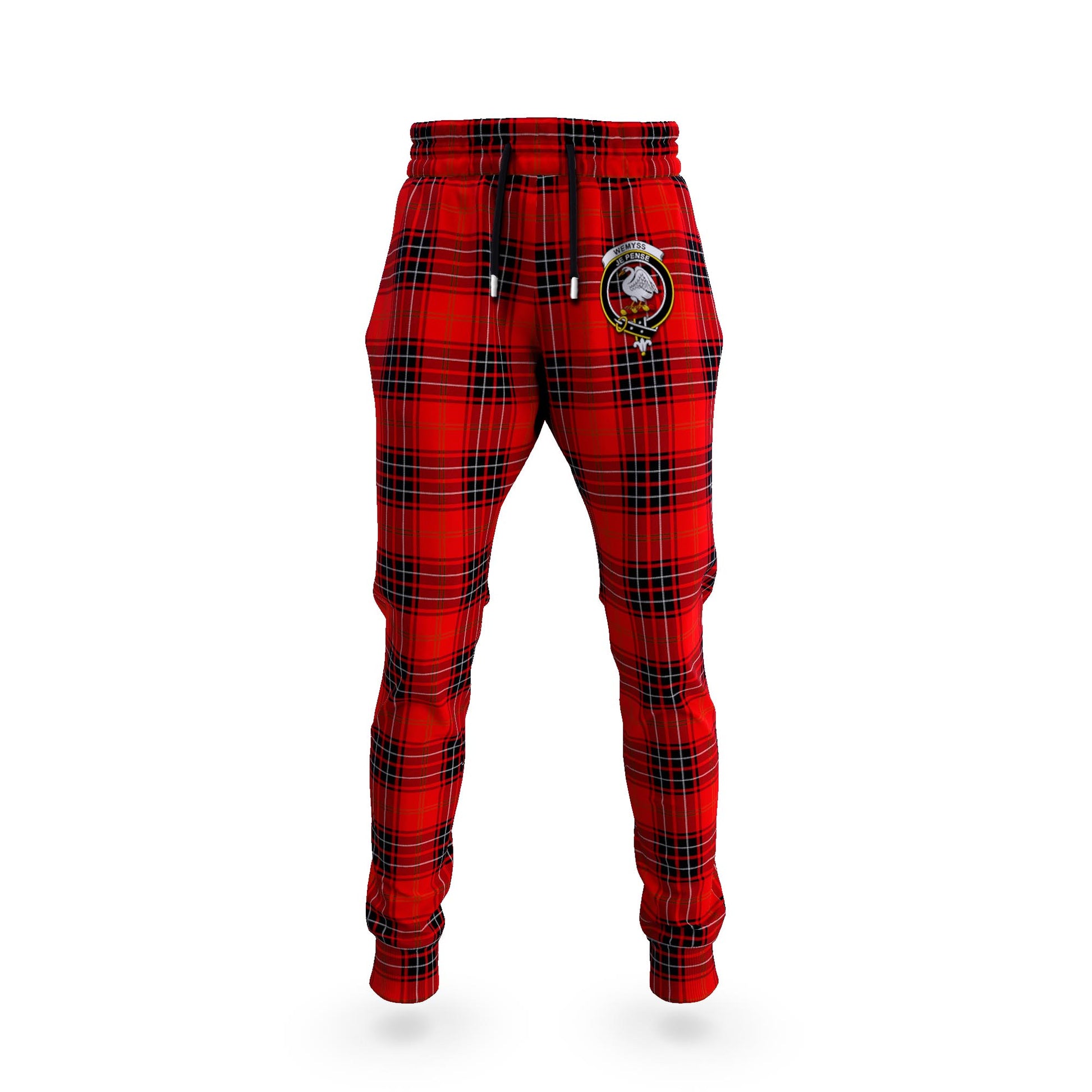 Wemyss Tartan Joggers Pants with Family Crest 5XL - Tartan Vibes Clothing