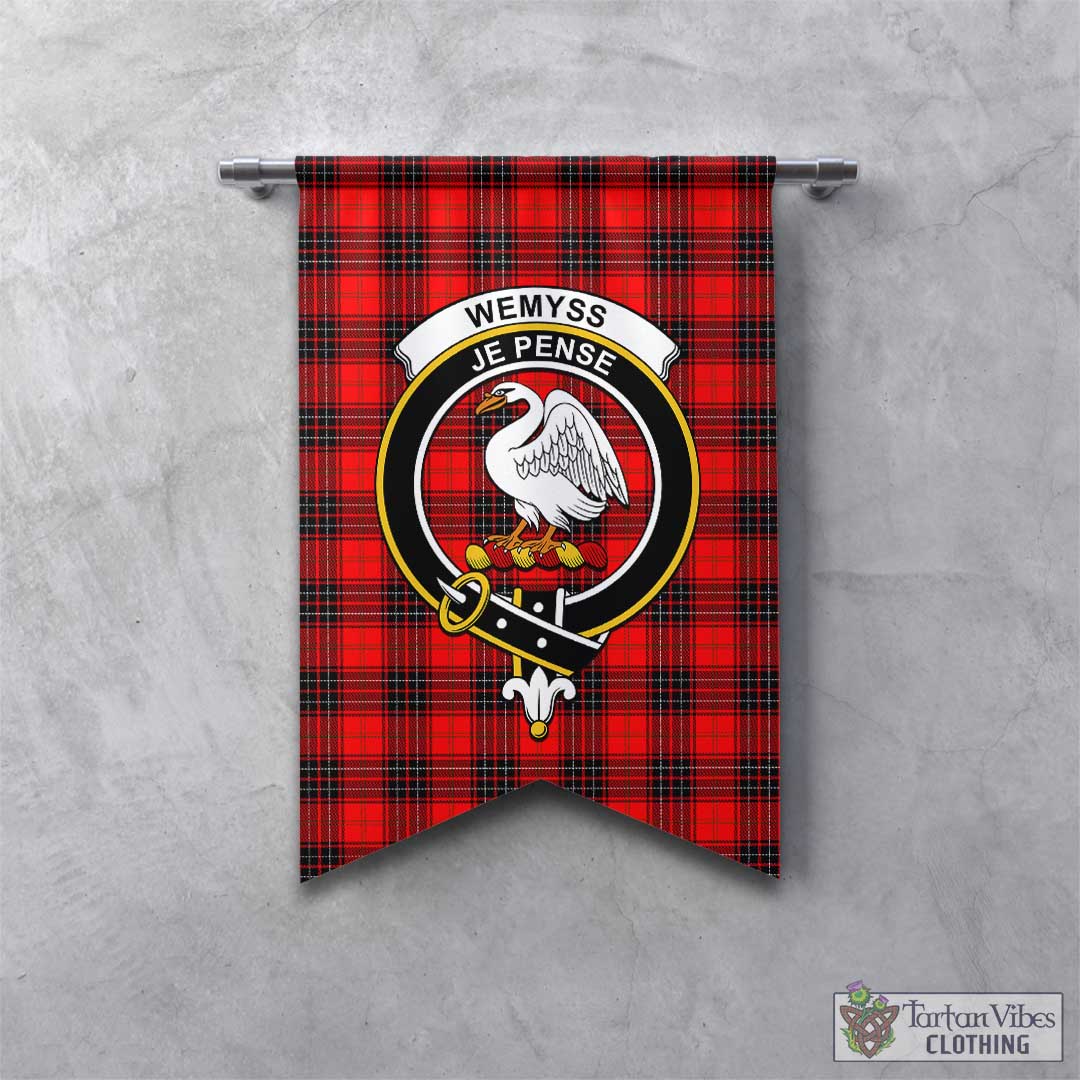 Tartan Vibes Clothing Wemyss Modern Tartan Gonfalon, Tartan Banner with Family Crest