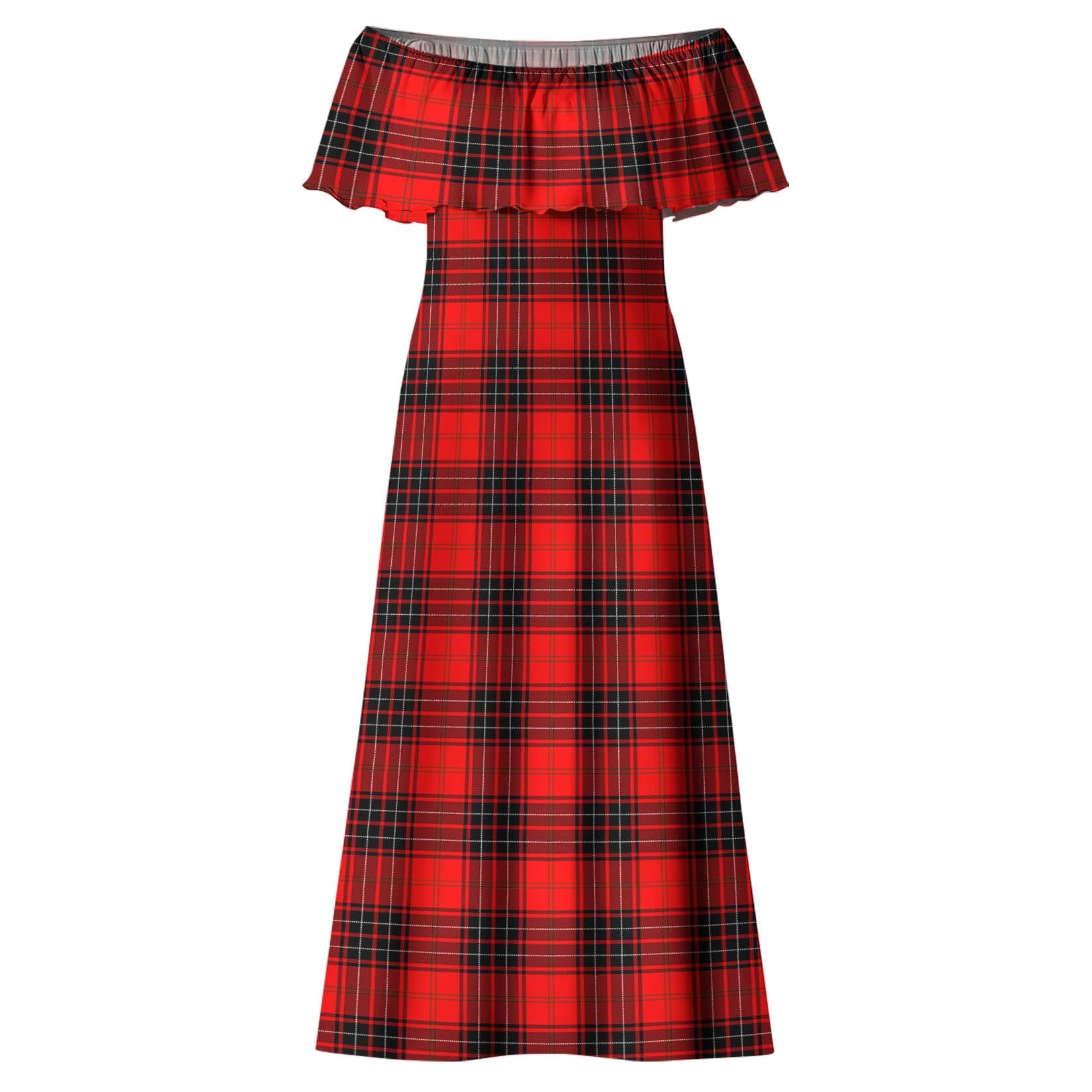 Wemyss Modern Tartan Off Shoulder Long Dress - Tartanvibesclothing