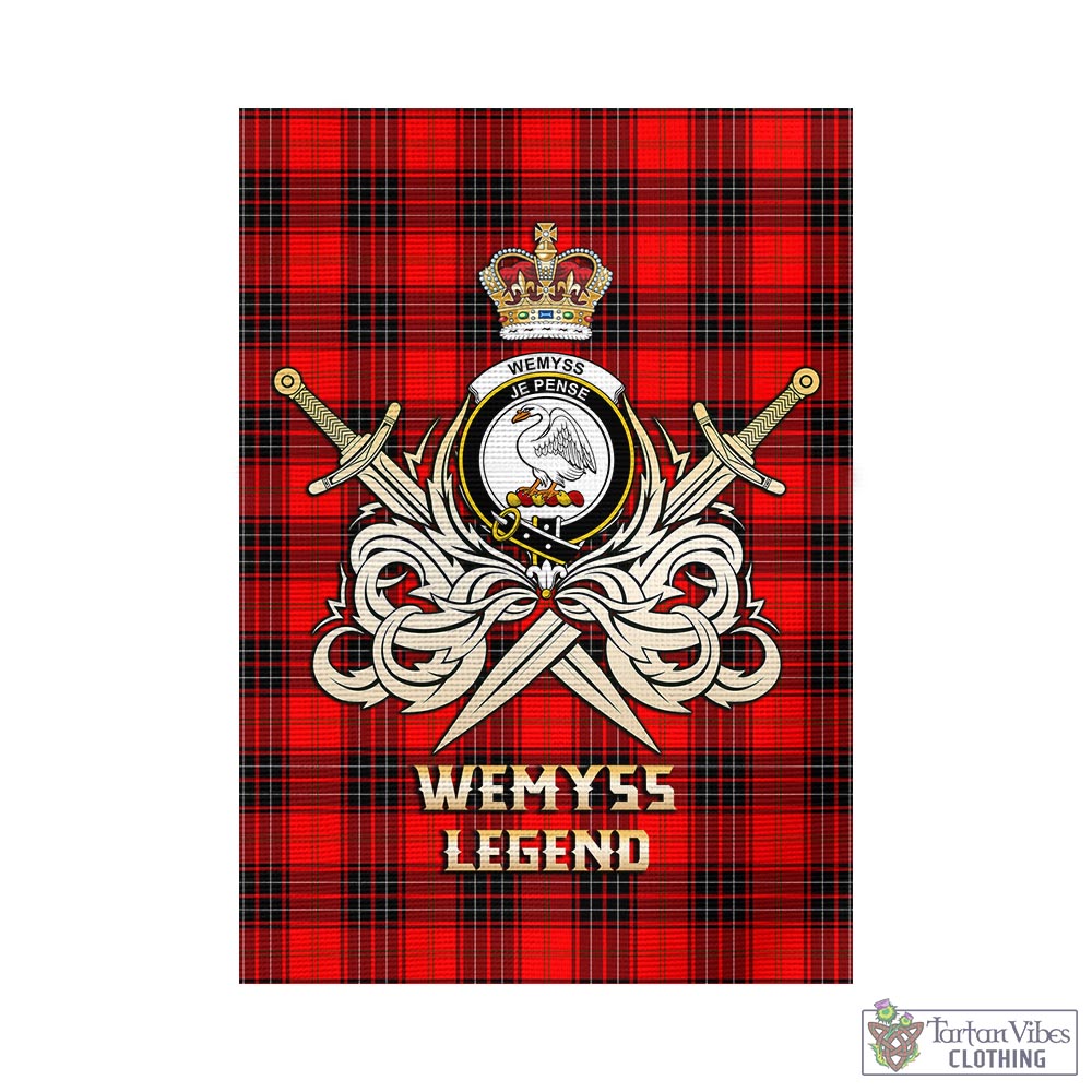 Tartan Vibes Clothing Wemyss Modern Tartan Flag with Clan Crest and the Golden Sword of Courageous Legacy