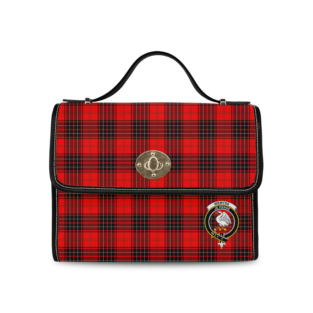 wemyss-modern-tartan-leather-strap-waterproof-canvas-bag-with-family-crest