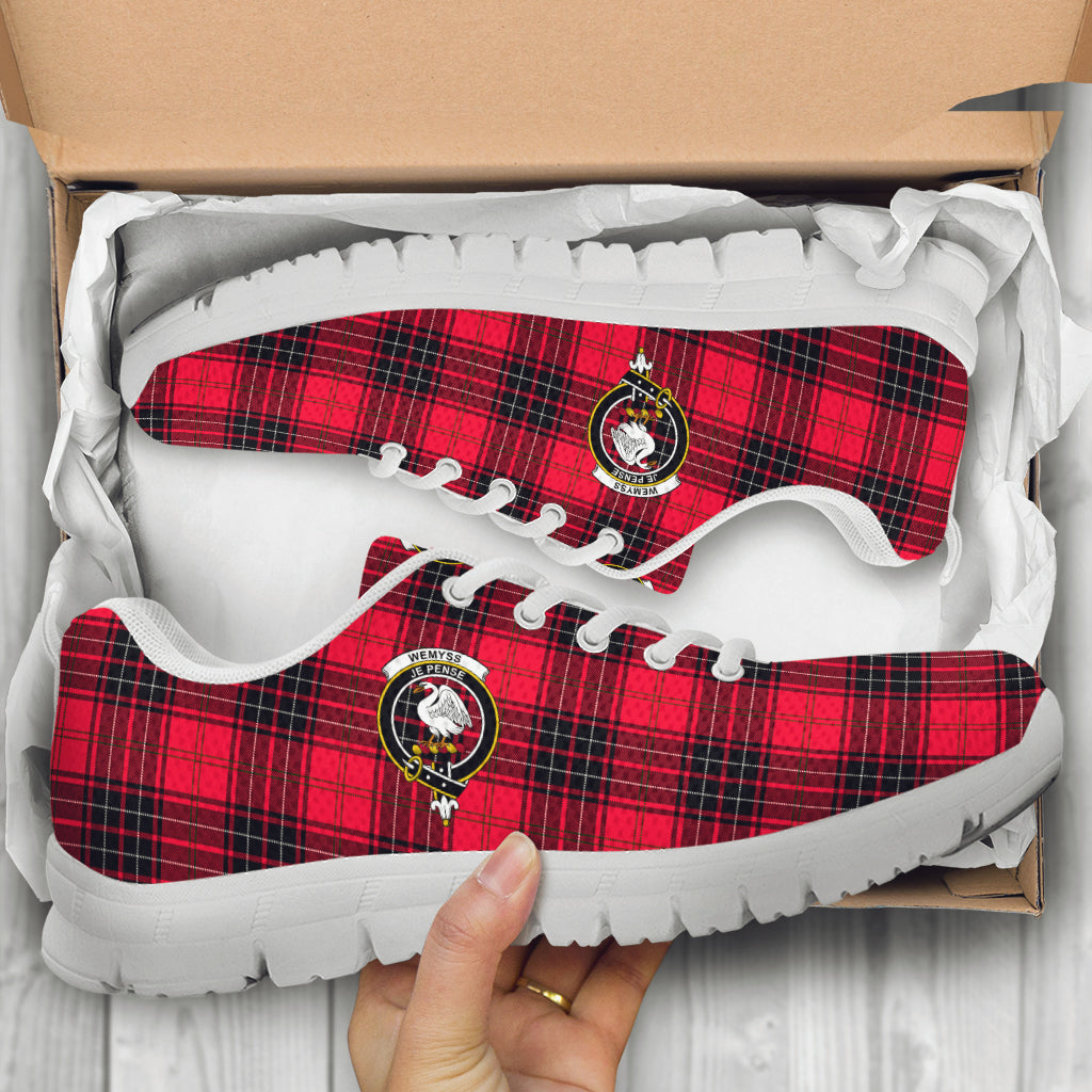 Wemyss Tartan Sneakers with Family Crest - Tartan Vibes Clothing