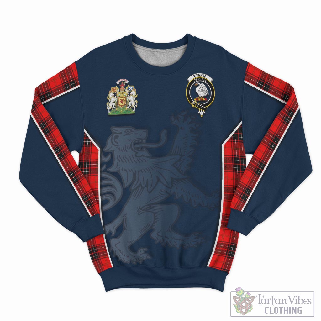 Tartan Vibes Clothing Wemyss Modern Tartan Sweater with Family Crest and Lion Rampant Vibes Sport Style