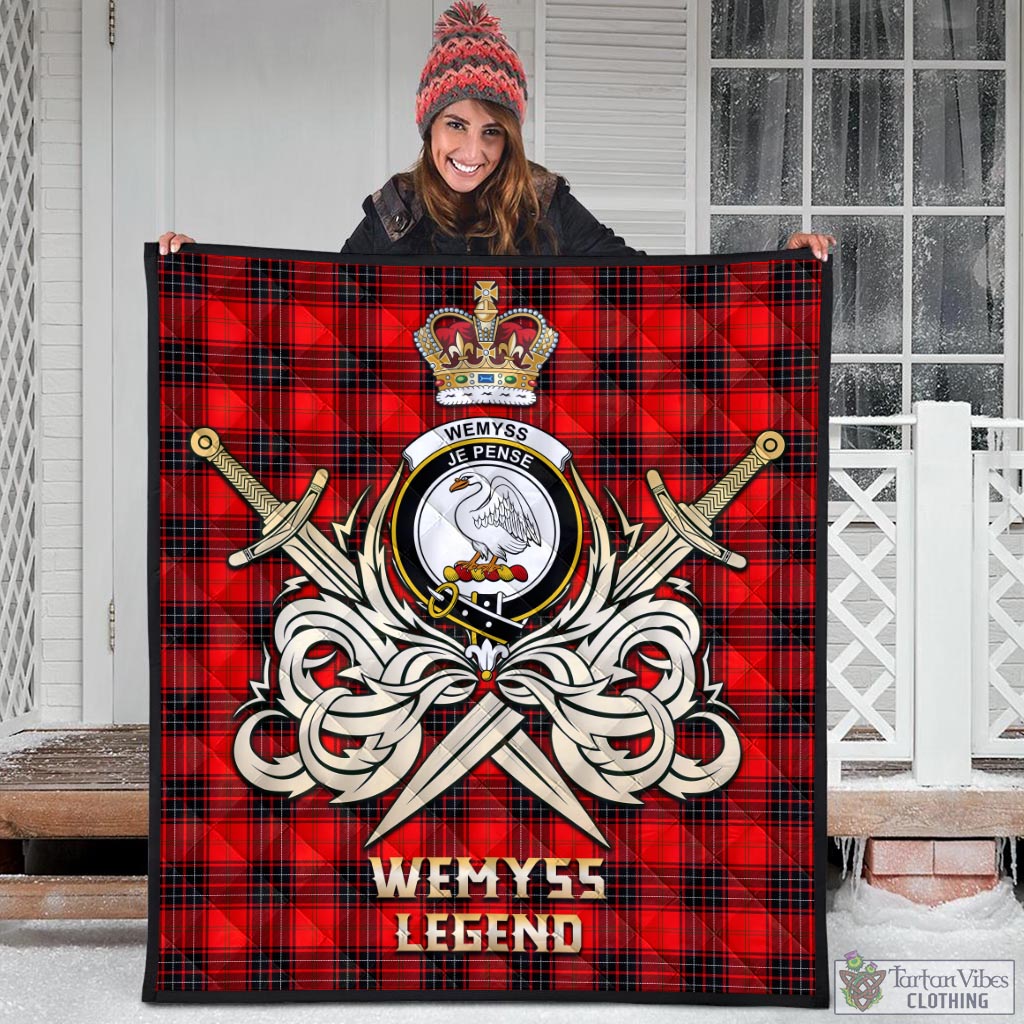 Tartan Vibes Clothing Wemyss Modern Tartan Quilt with Clan Crest and the Golden Sword of Courageous Legacy