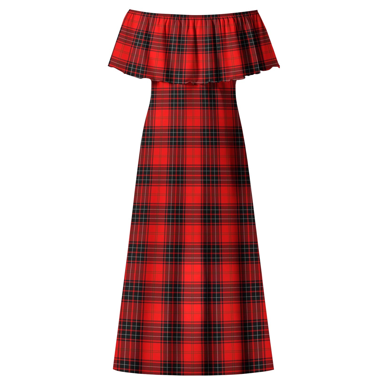 Wemyss Modern Tartan Off Shoulder Long Dress - Tartanvibesclothing