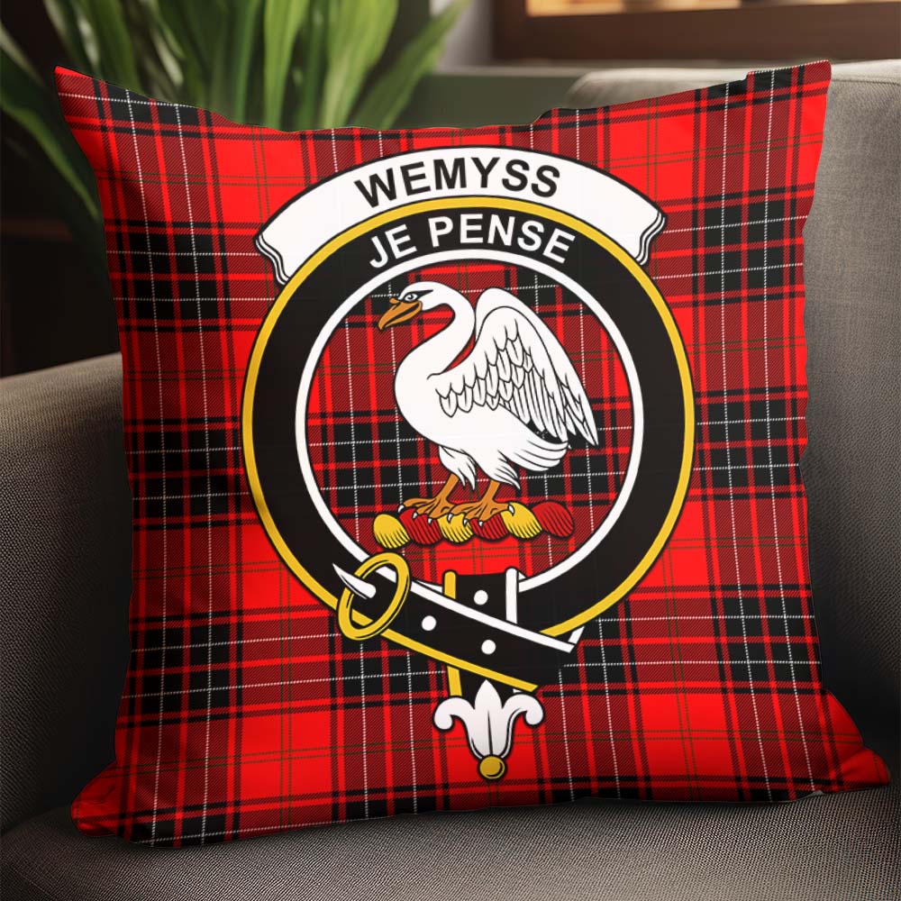 Wemyss Modern Tartan Pillow Cover with Family Crest - Tartanvibesclothing