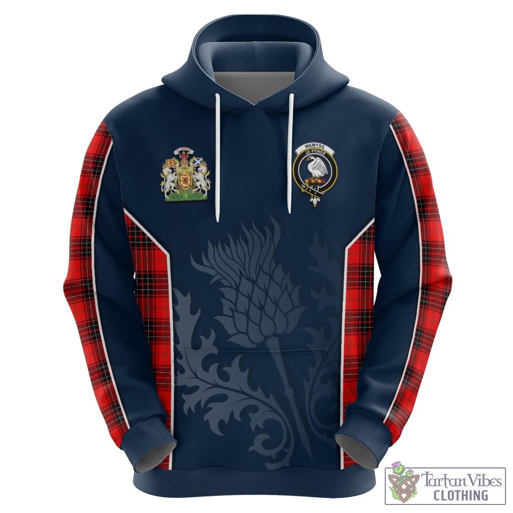 Tartan Vibes Clothing Wemyss Modern Tartan Hoodie with Family Crest and Scottish Thistle Vibes Sport Style