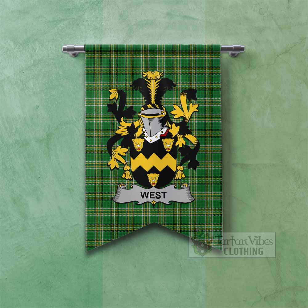 West Irish Clan Tartan Gonfalon, Tartan Banner with Coat of Arms Fishtail - Tartan Vibes Clothing