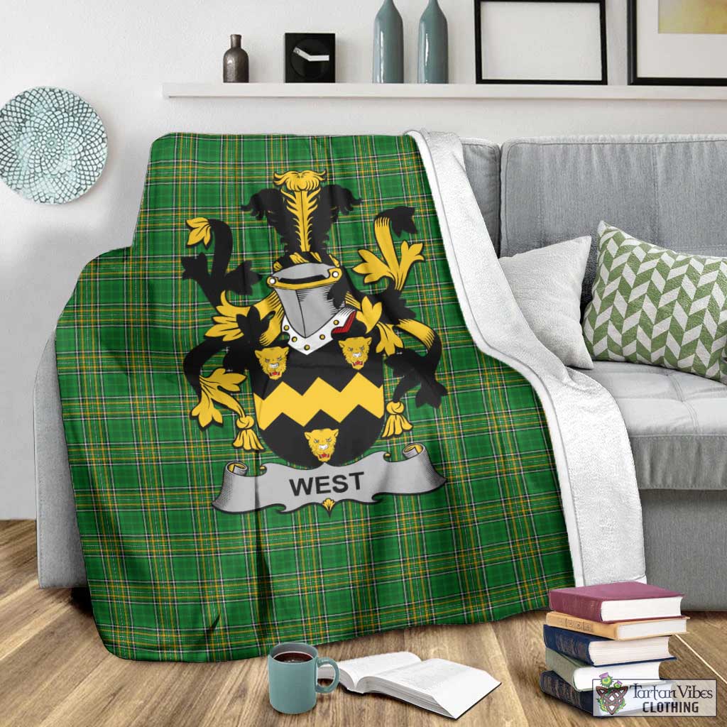 Tartan Vibes Clothing West Irish Clan Tartan Blanket with Coat of Arms