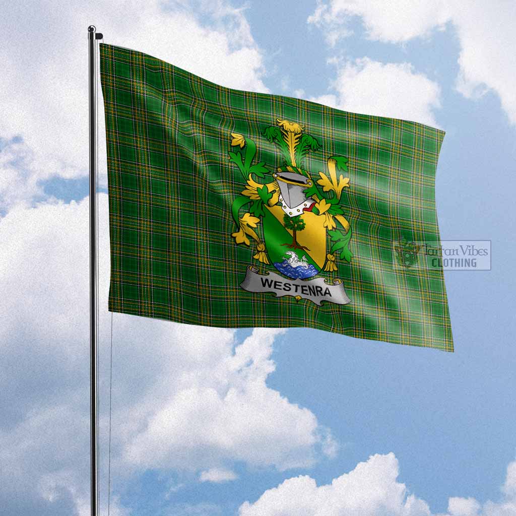 Tartan Vibes Clothing Westenra Irish Clan Flag with Coat of Arms