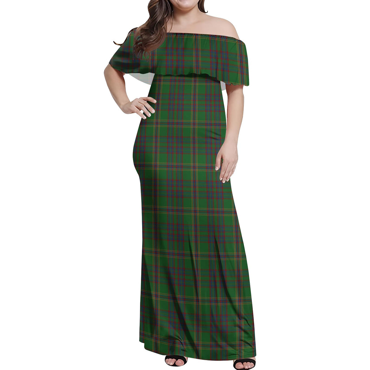Westmeath County Ireland Tartan Off Shoulder Long Dress Women's Dress - Tartan Vibes Clothing