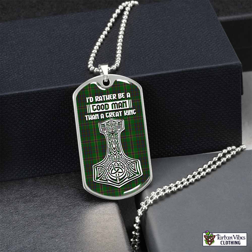 Tartan Vibes Clothing Westmeath County Ireland Tartan Dog Tag Necklace Viking Mjolnir Style