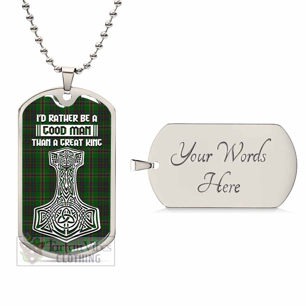 Tartan Vibes Clothing Westmeath County Ireland Tartan Dog Tag Necklace Viking Mjolnir Style