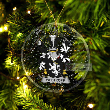 Westropp Irish Clan Christmas Glass Ornament with Coat of Arms