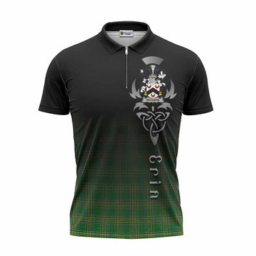 Wethers Irish Clan Zipper Polo Shirt with Coat of Arms Erin Go Bragh Celtic Inspired Unisex - Tartan Vibes Clothing