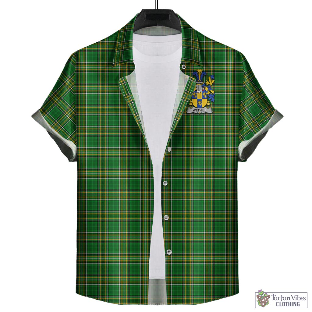 Tartan Vibes Clothing Wethill Ireland Clan Tartan Short Sleeve Button Up with Coat of Arms