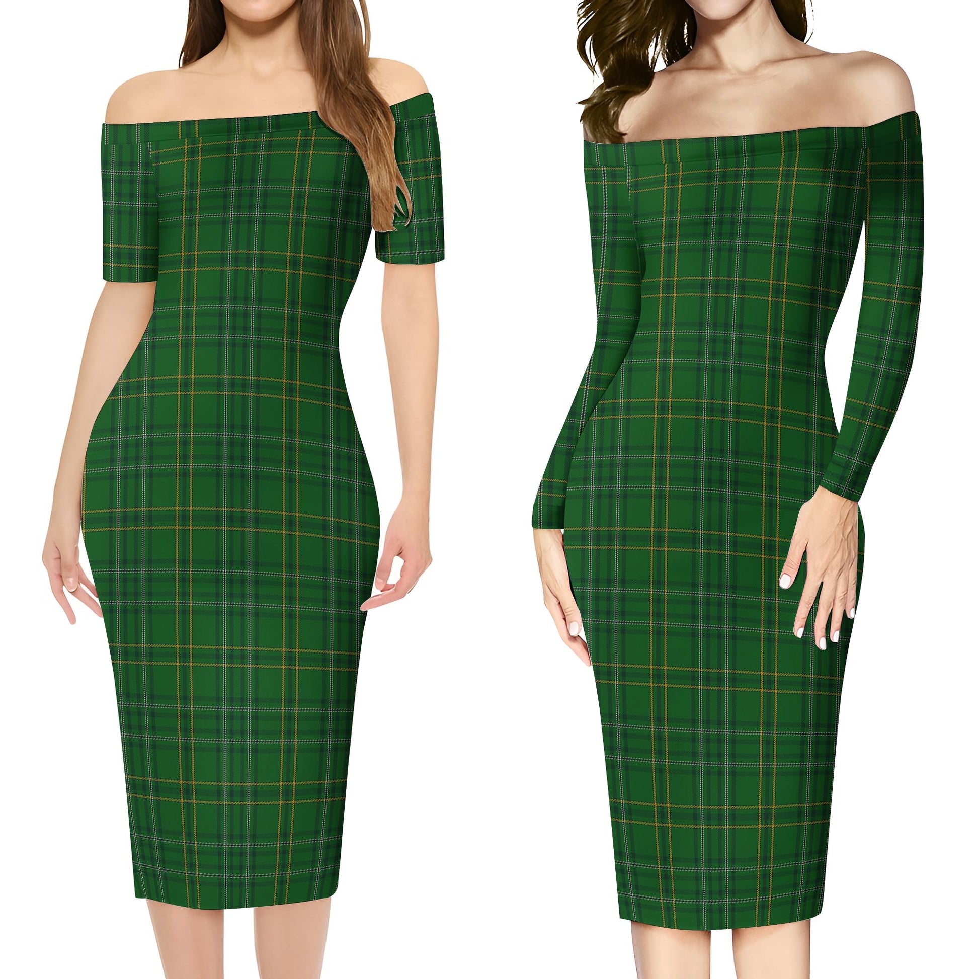 Wexford County Ireland Tartan Off Shoulder Lady Dress Women's Dress - Tartanvibesclothing