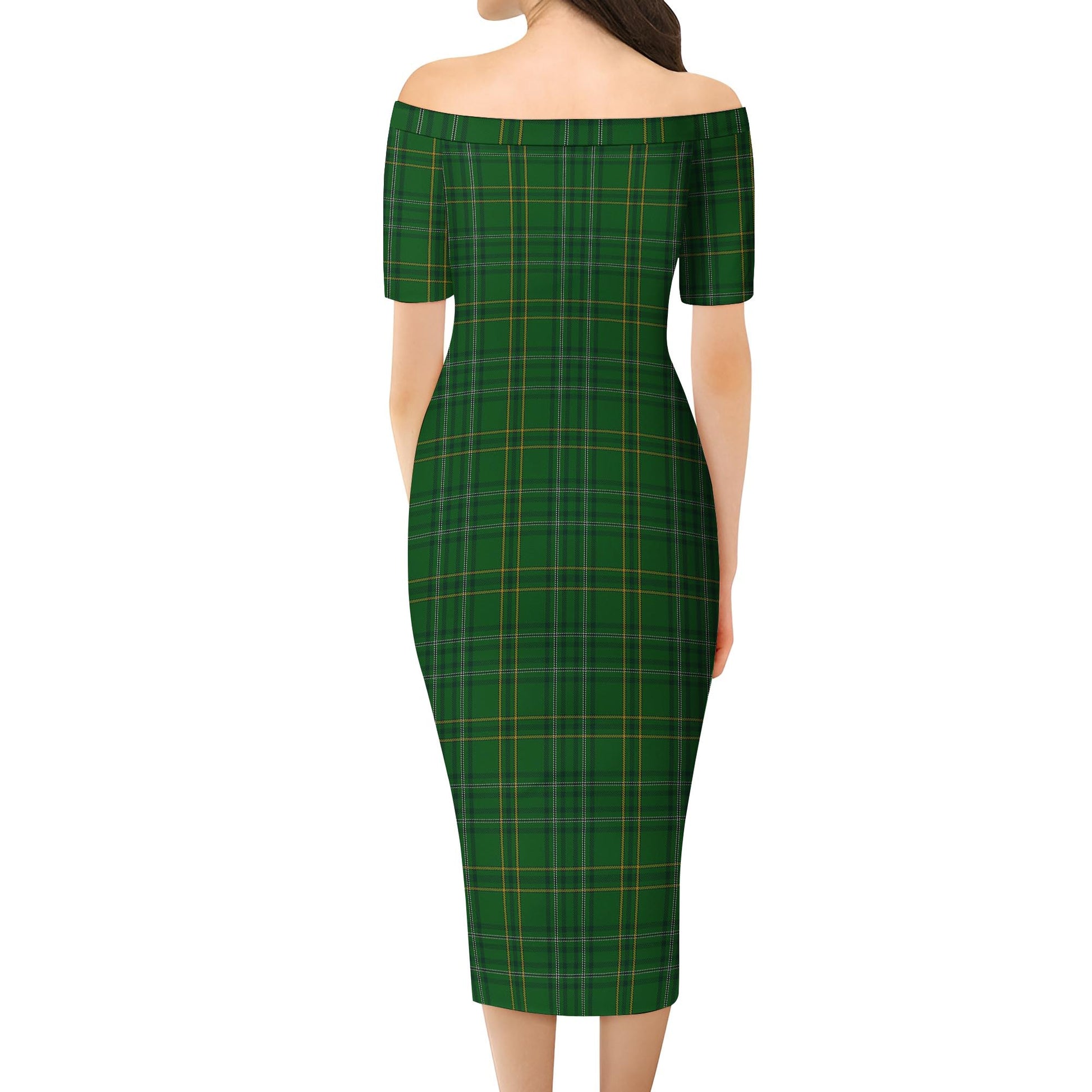 Wexford County Ireland Tartan Off Shoulder Lady Dress - Tartanvibesclothing