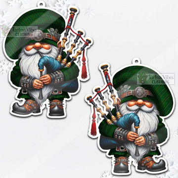 Wexford County Ireland Tartan Bagpiper Gnome Christmas Ornament