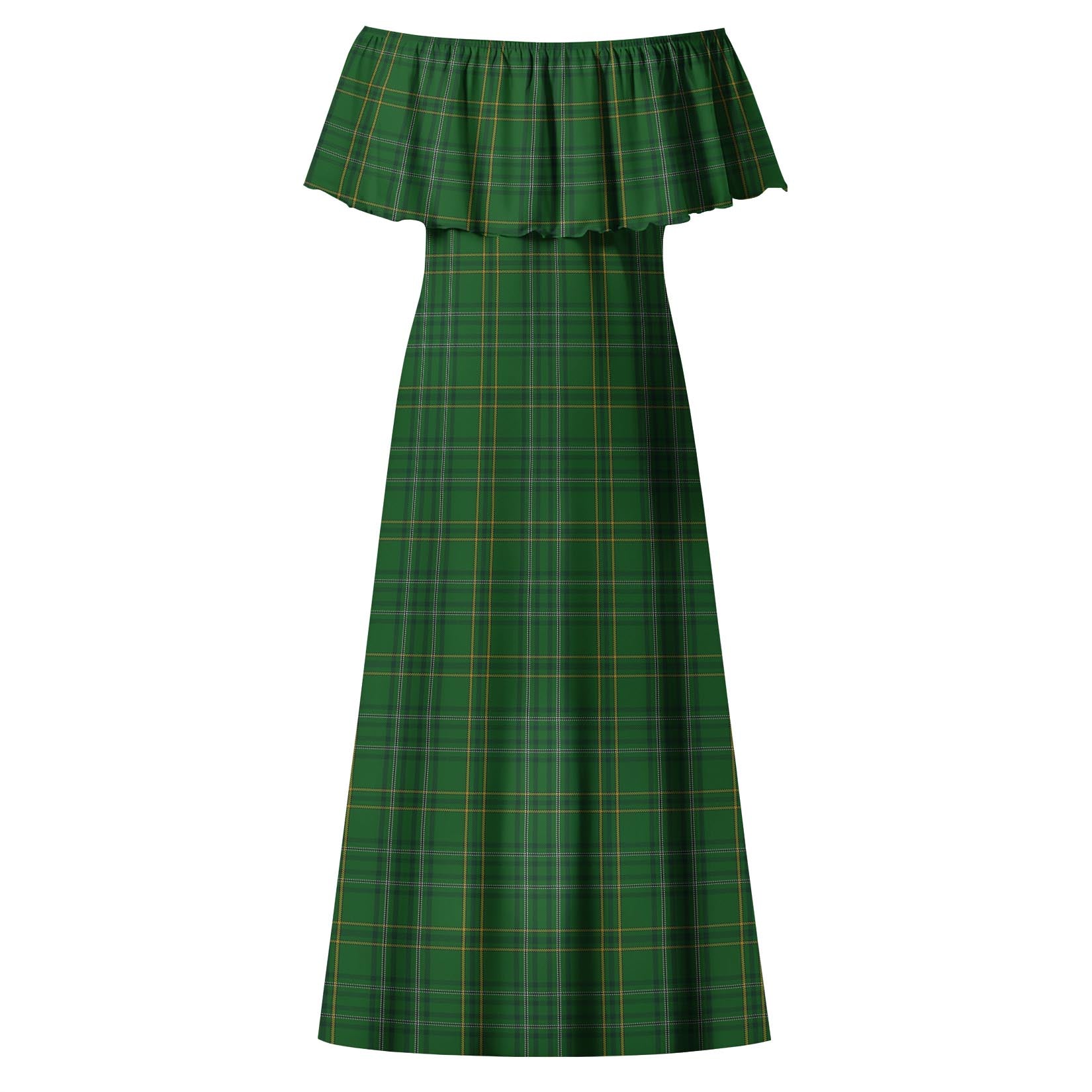 Wexford County Ireland Tartan Off Shoulder Long Dress - Tartanvibesclothing