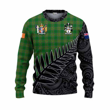 Whalley Irish Clan Tartan Knitted Sweater with Coat of Arms New Zealand Silver Fern Half Style