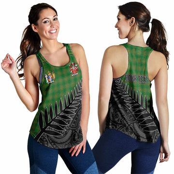 Wheeler Irish Clan Tartan Women's Racerback Tanks with Coat of Arms New Zealand Silver Fern Half Style 4XL - Tartan Vibes Clothing