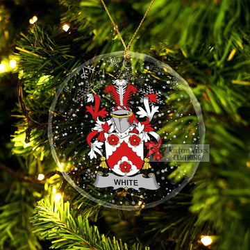 White Irish Clan Christmas Glass Ornament with Coat of Arms