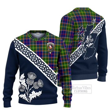 Whitefoord Tartan Ugly Sweater Featuring Thistle and Scotland Map