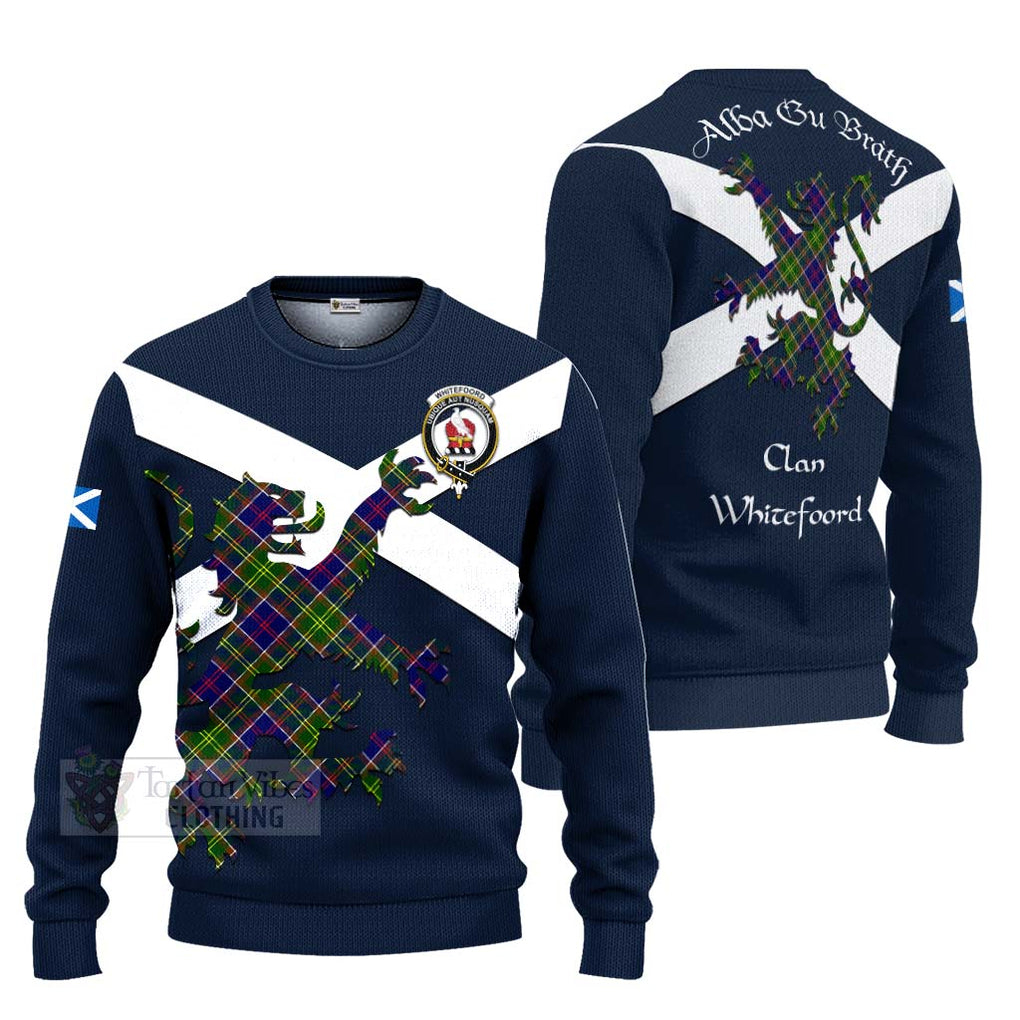 Tartan Vibes Clothing Whitefoord Tartan Lion Rampant Knitted Sweater – Proudly Display Your Heritage with Alba Gu Brath and Clan Name