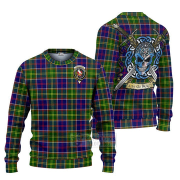 Whitefoord Tartan Ugly Sweater with Family Crest Celtic Skull Style