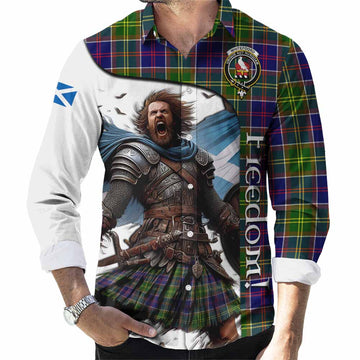 Whitefoord Crest Tartan Long Sleeve Button Shirt Inspired by the Freedom of Scottish Warrior