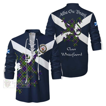 Whitefoord Tartan Lion Rampant Ghillie Kilt Shirt Proudly Display Your Heritage with Alba Gu Brath and Clan Name Men - Tartan Vibes Clothing