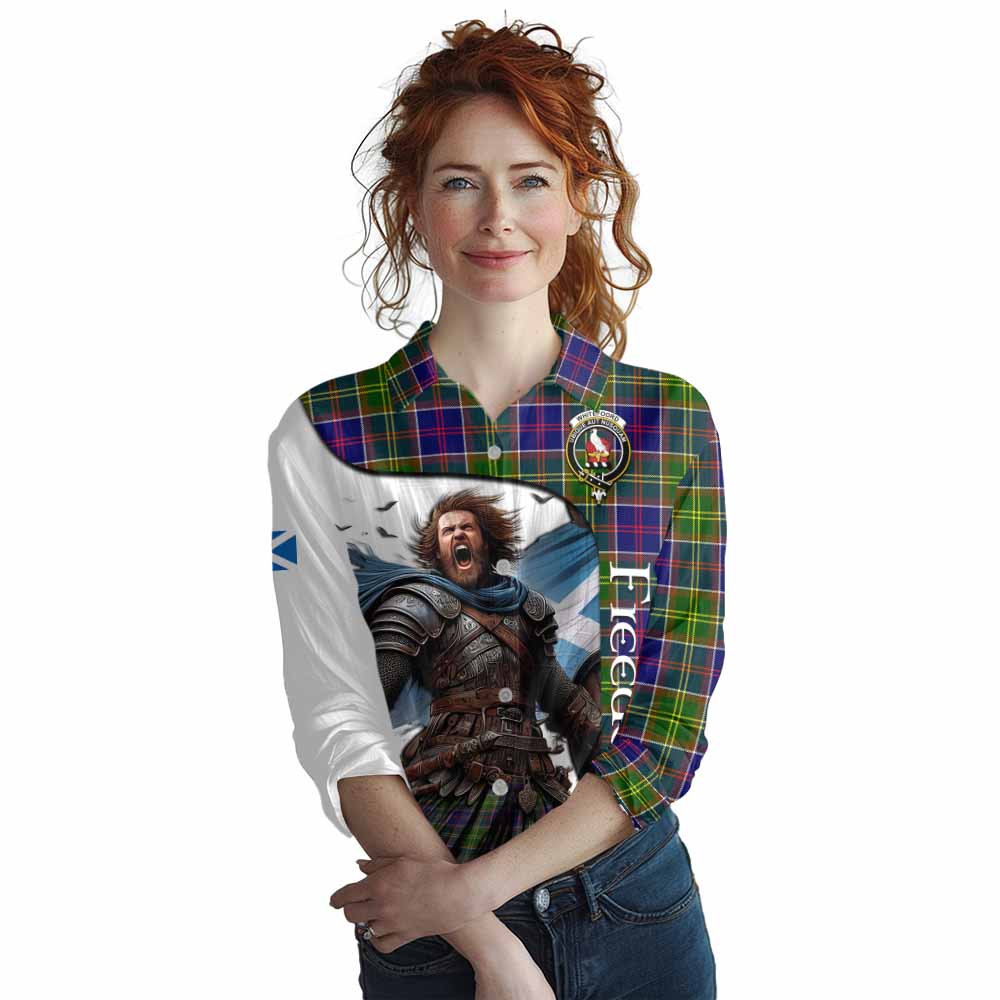 Tartan Vibes Clothing Whitefoord Crest Tartan Women's Casual Shirt Inspired by the Freedom of Scottish Warrior