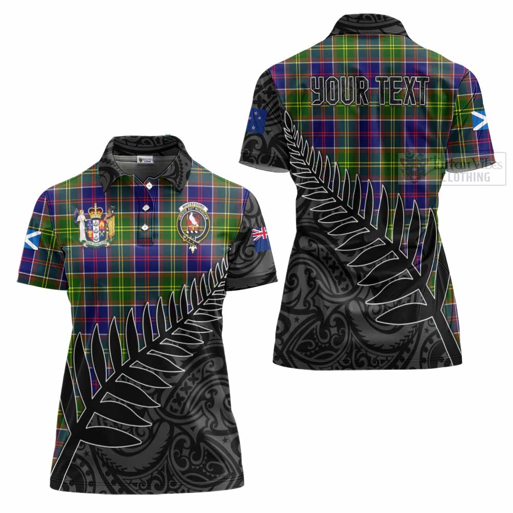 Tartan Vibes Clothing Whitefoord Crest Tartan Women's Polo Shirt with New Zealand Silver Fern Half Style