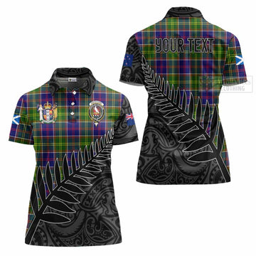 Whitefoord Crest Tartan Women's Polo Shirt with New Zealand Silver Fern Half Style