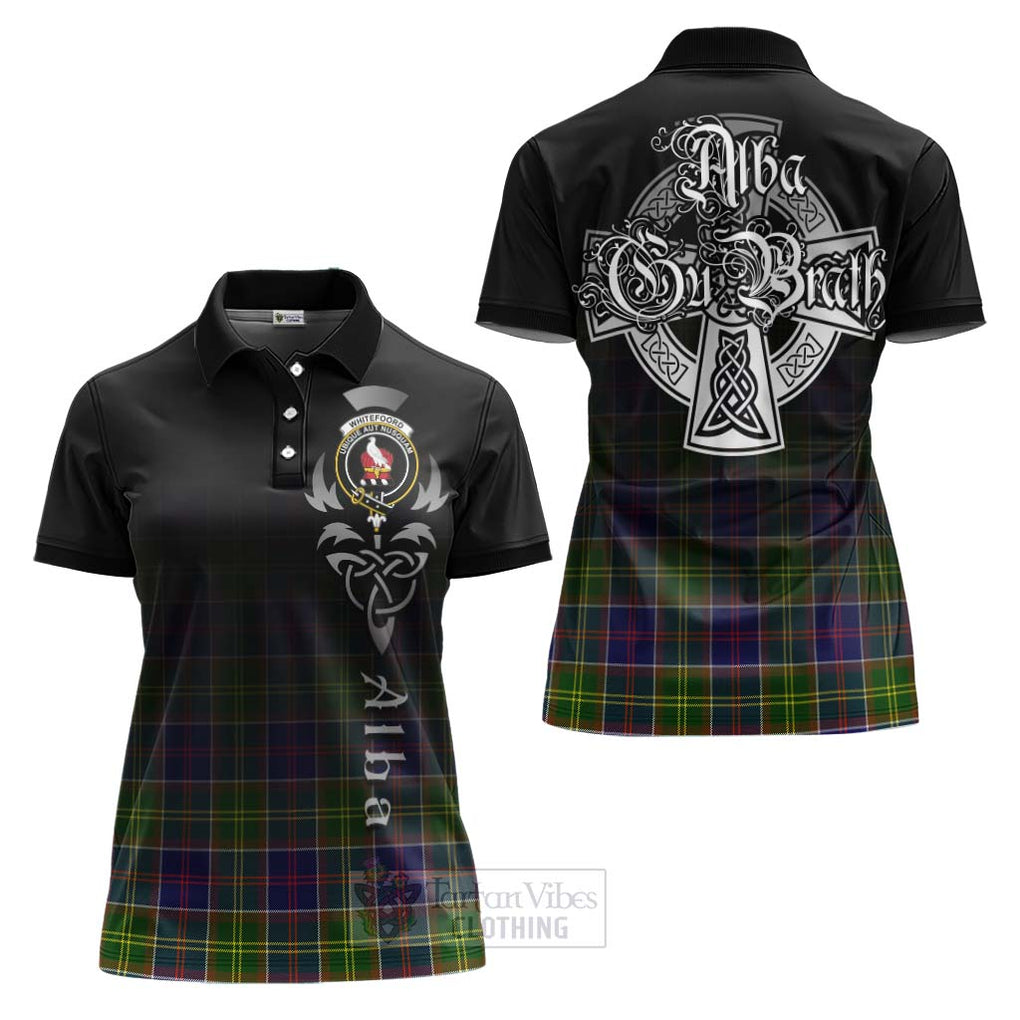 Tartan Vibes Clothing Whitefoord Tartan Women's Polo Shirt Featuring Alba Gu Brath Family Crest Celtic Inspired