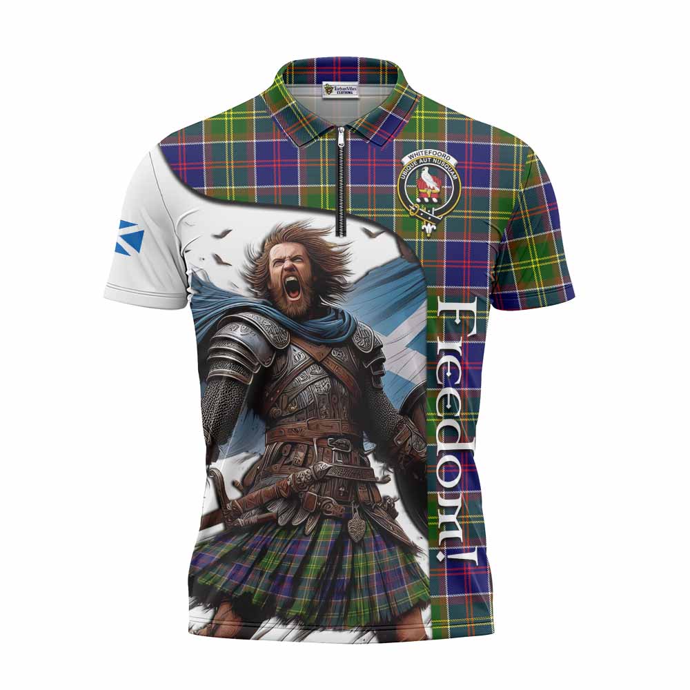 Tartan Vibes Clothing Whitefoord Crest Tartan Zipper Polo Shirt Inspired by the Freedom of Scottish Warrior