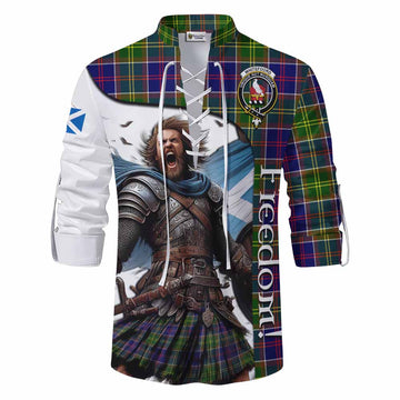 Whitefoord Crest Tartan Ghillie Kilt Shirt Inspired by the Freedom of Scottish Warrior