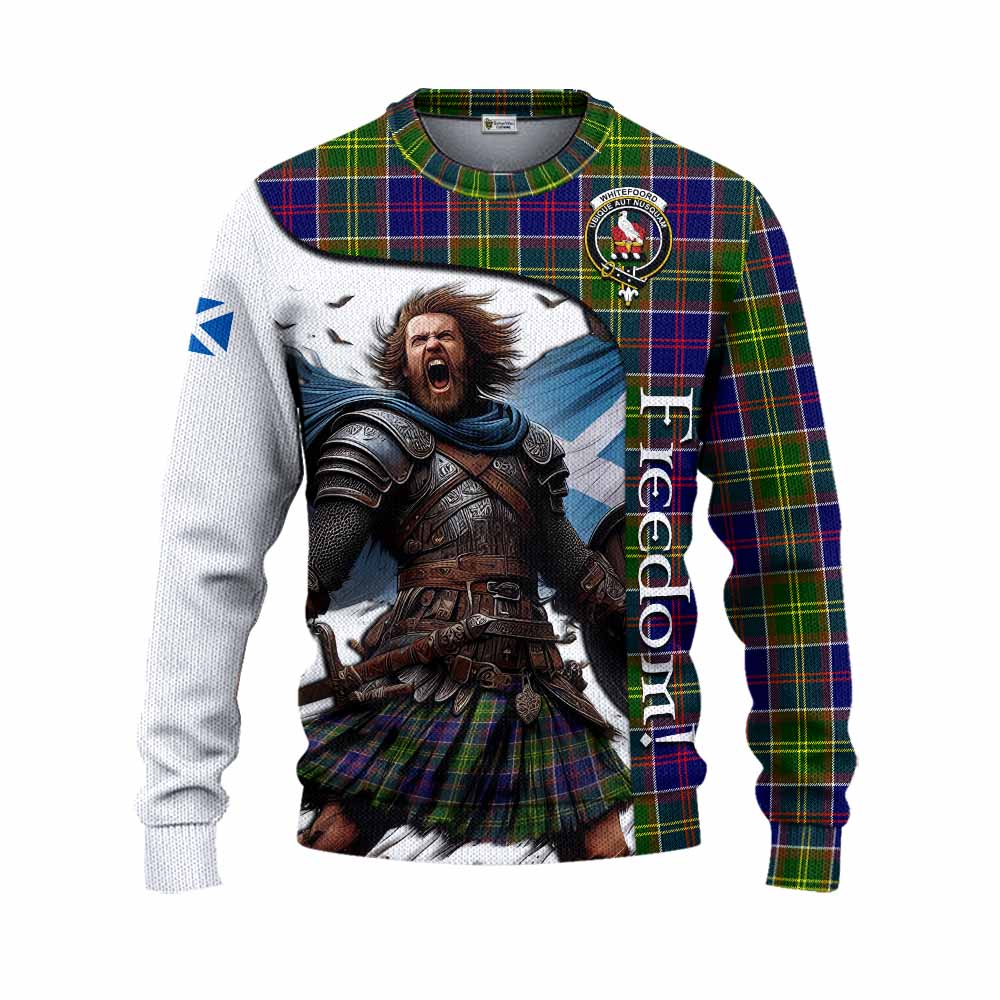 Tartan Vibes Clothing Whitefoord Crest Tartan Knitted Sweater Inspired by the Freedom of Scottish Warrior