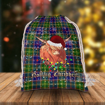 Whitefoord Tartan Christmas Santa's Bag with Twinkle Highland Cattle - Tartan Vibes Clothing