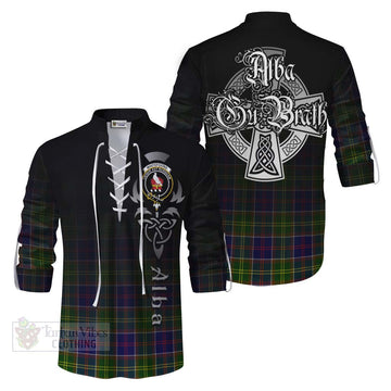 Whitefoord Tartan Ghillie Kilt Shirt Featuring Alba Gu Brath Family Crest Celtic Inspired Men - Tartan Vibes Clothing