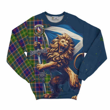 Whitefoord Tartan Family Crest Sweatshirt with Scottish Majestic Lion